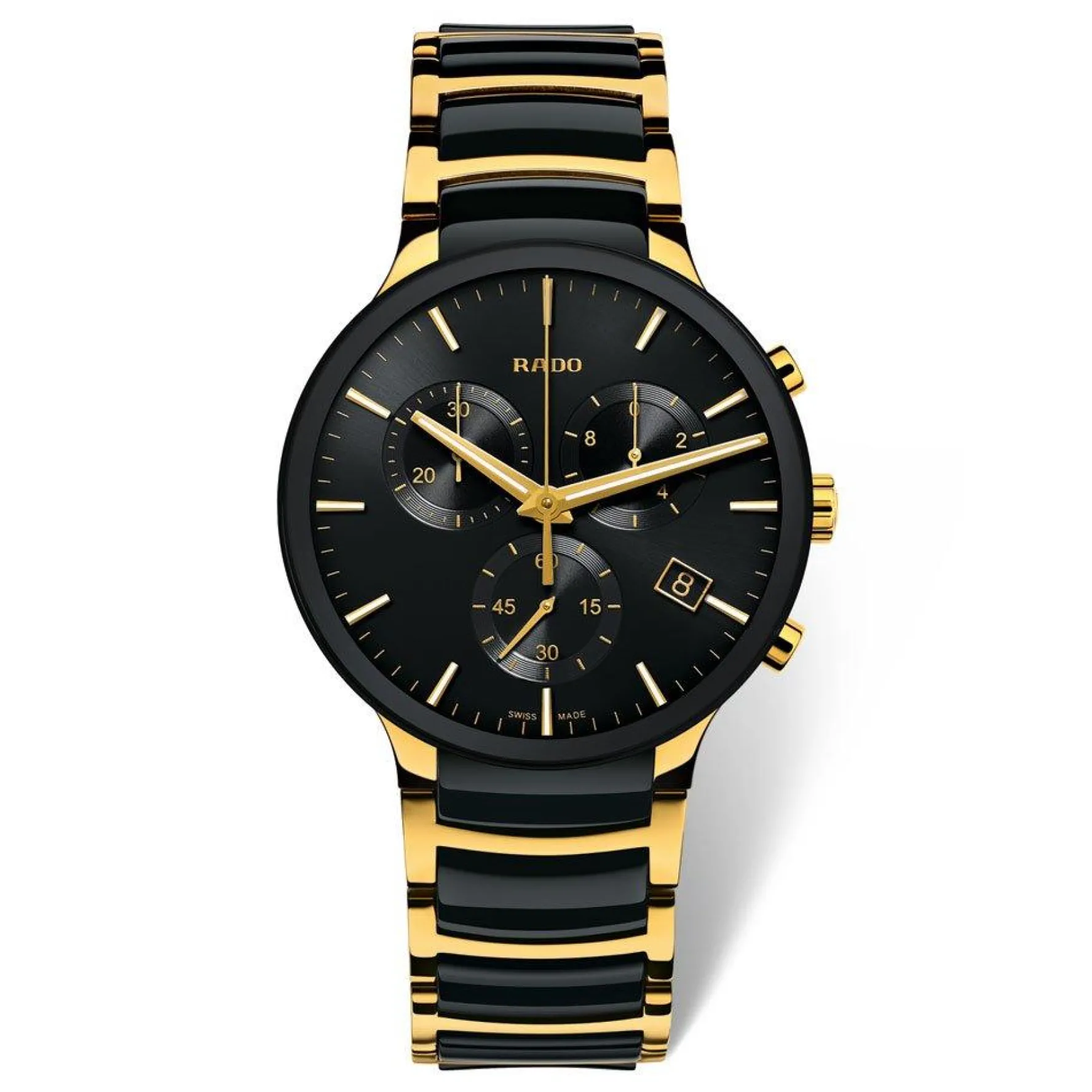 Rado Centrix 40mm High-Tech Ceramic and Yellow Gold PVD Chronograph Men's Watch