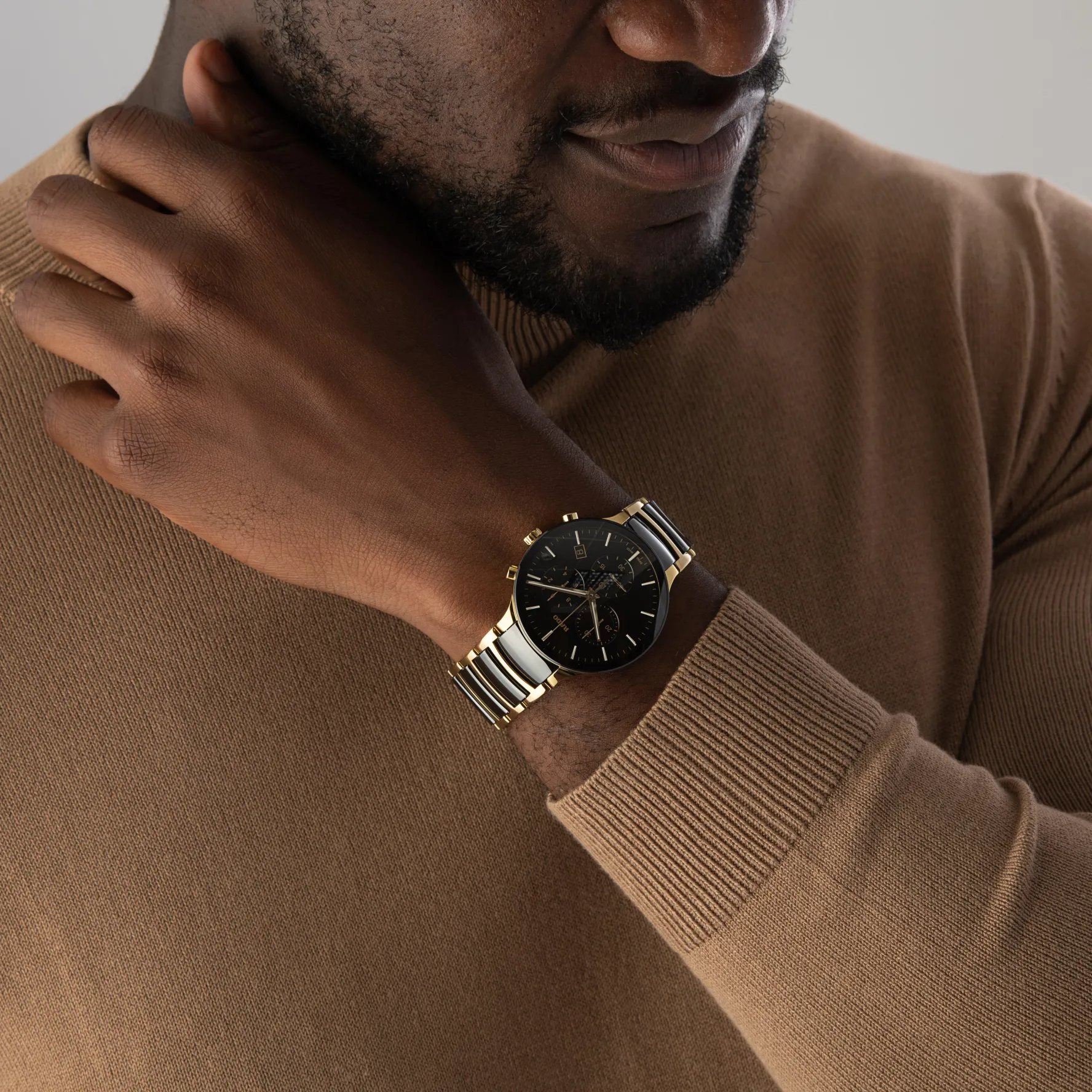 Rado Centrix 40mm High-Tech Ceramic and Yellow Gold PVD Chronograph Men's Watch