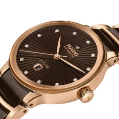 Rado Centrix 30.5mm High-tech Ceramic and Rose Gold PVD Diamond Automatic Ladies Watch