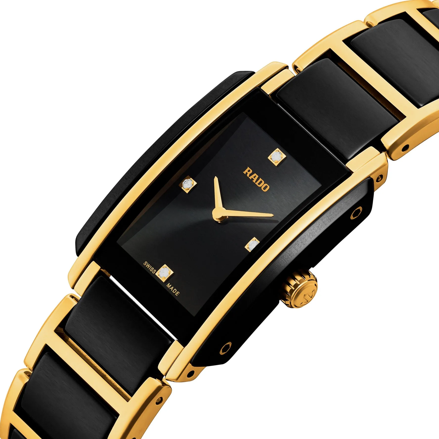 Rado Integral 22.7mm High-Tech Ceramic and Yellow Gold PVD Diamond Ladies Watch