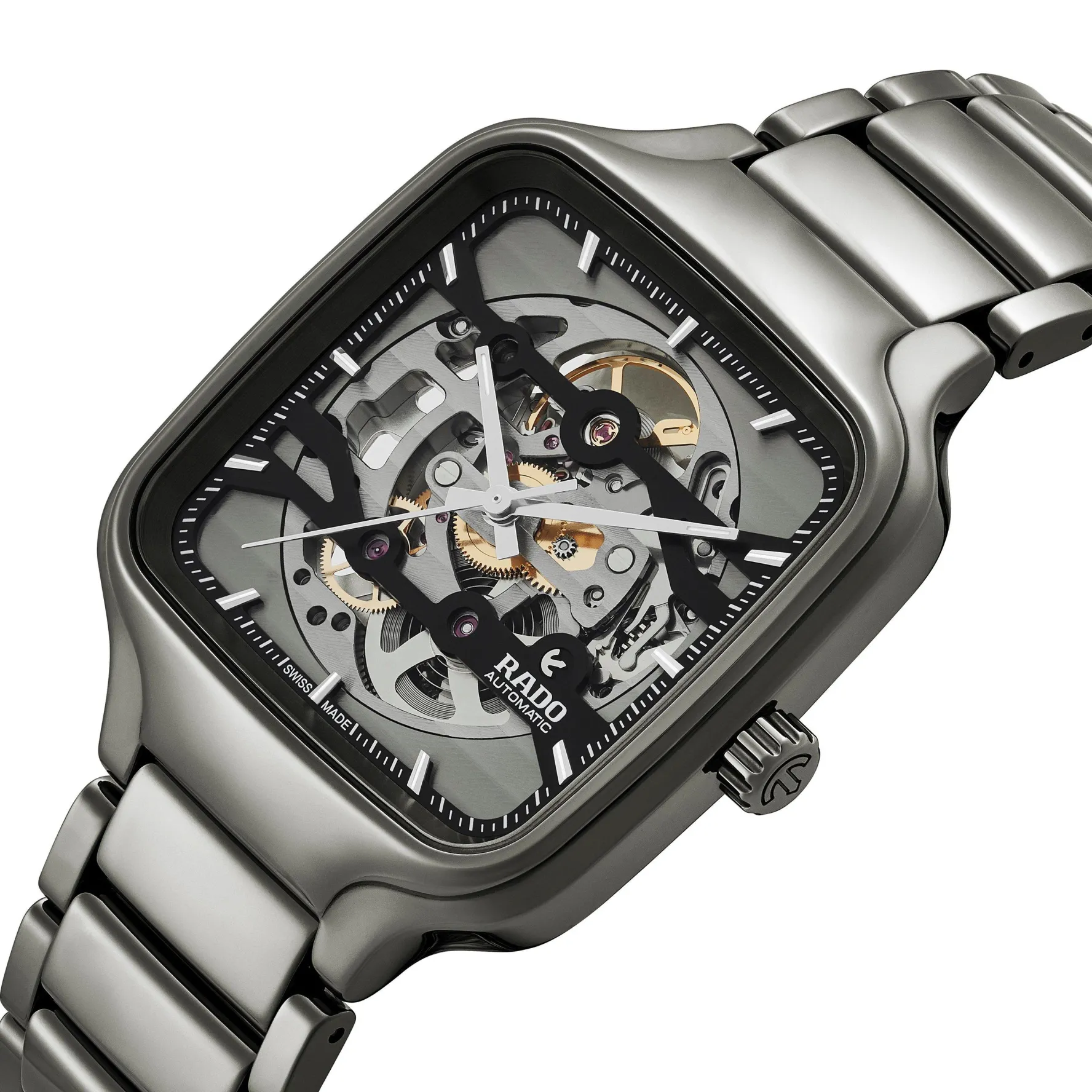 Rado True Square 38mm High-Tech Ceramic Skeleton Automatic Watch