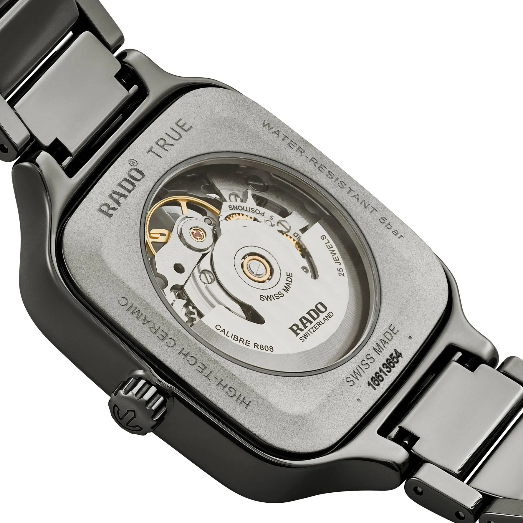 Rado True Square 38mm High-Tech Ceramic Skeleton Automatic Watch