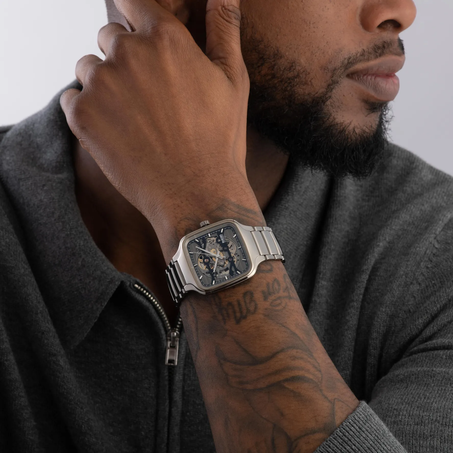 Rado True Square 38mm High-Tech Ceramic Skeleton Automatic Watch