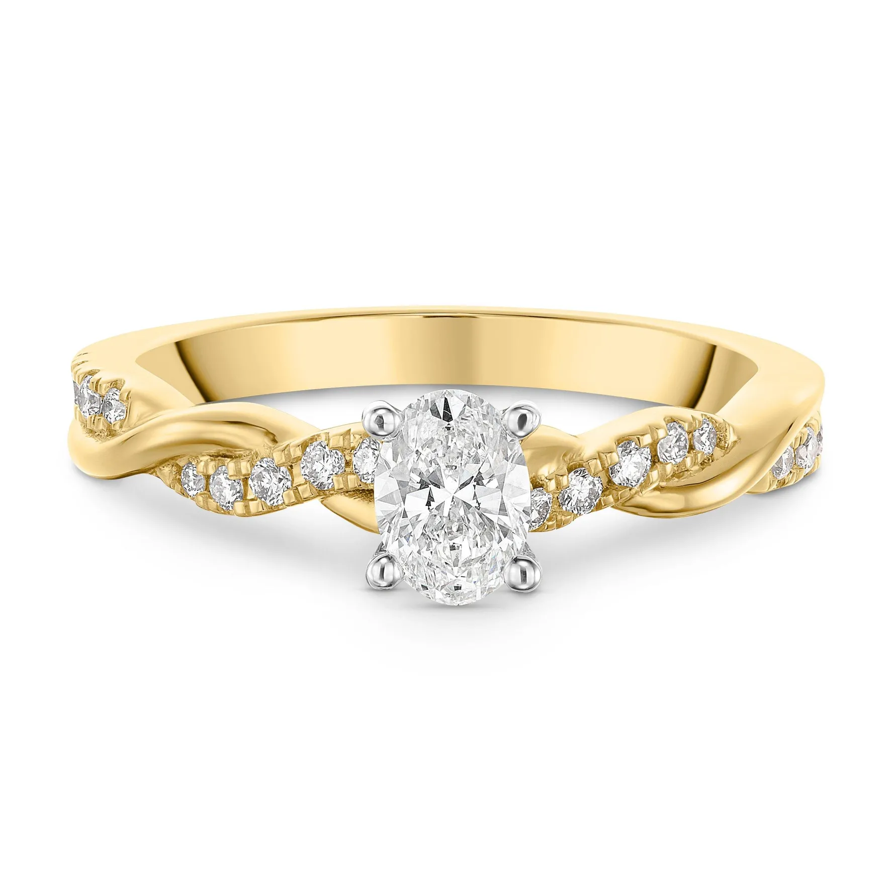Royal Asscher 18ct Yellow Gold Oval Shaped Diamond Ring
