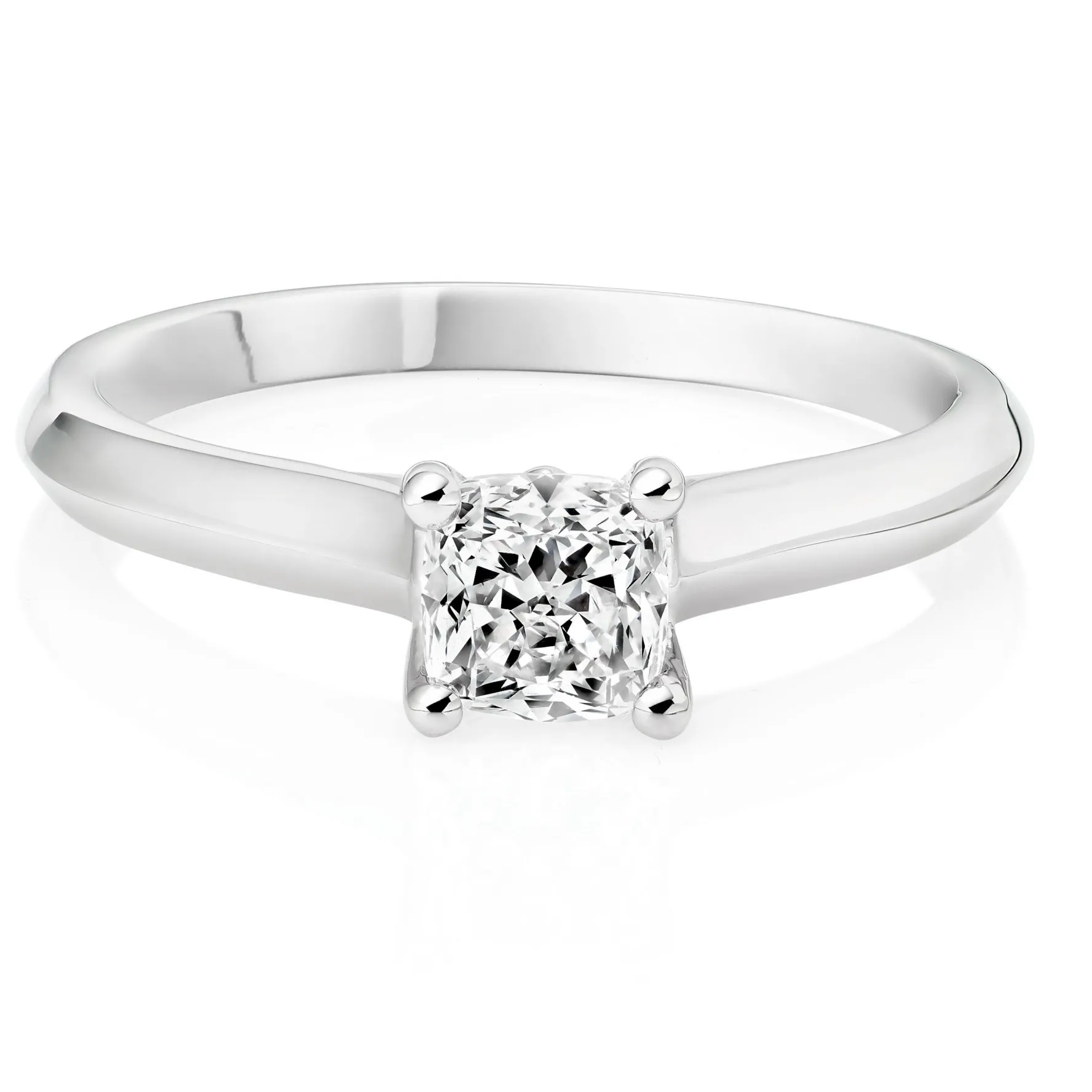 Royal Asscher Emma Platinum Diamond Royal Asscher Cushion Cut Solitaire Ring