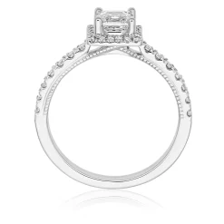 Royal Asscher Mary Platinum Diamond Royal Asscher Cut Halo Ring
