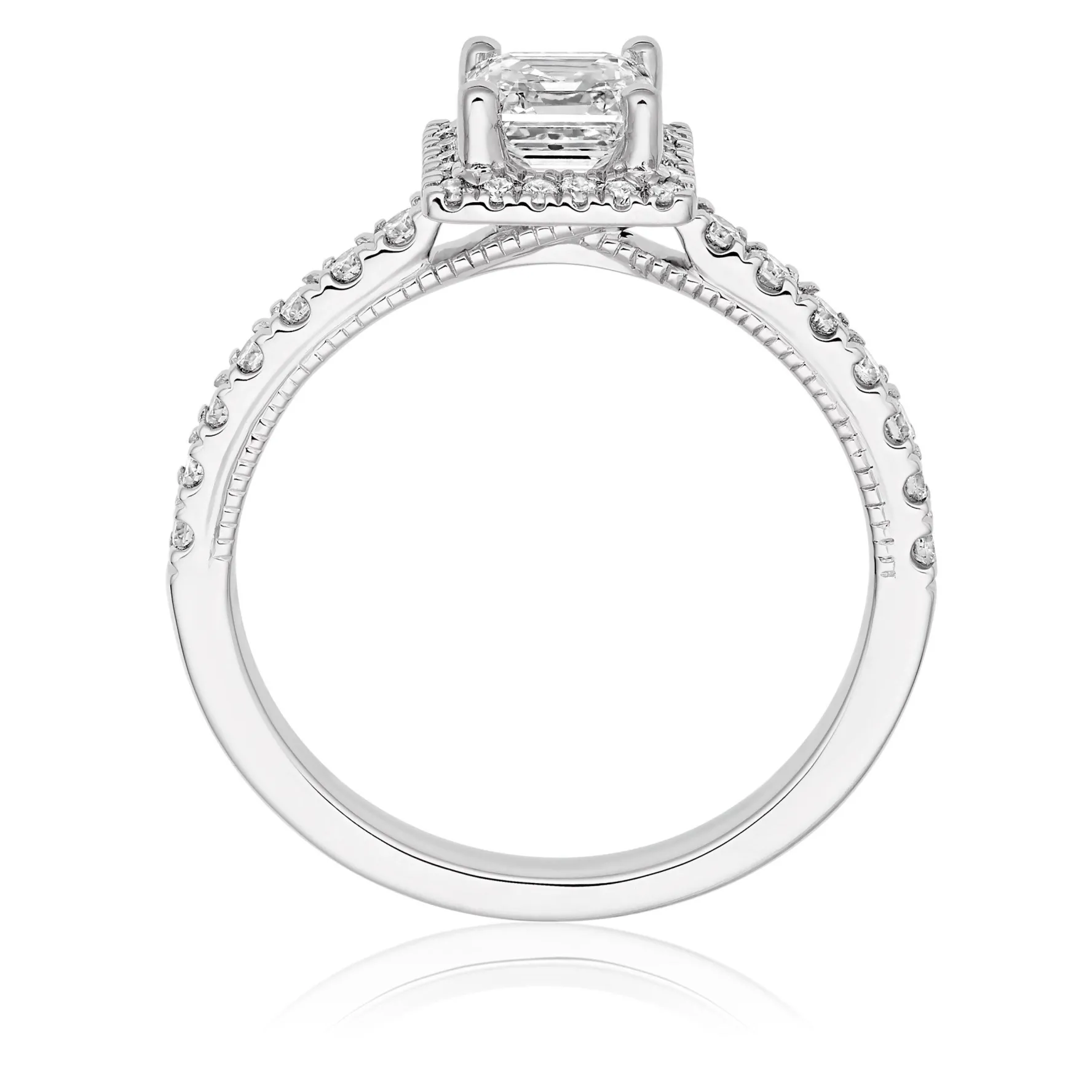 Royal Asscher Mary Platinum Diamond Royal Asscher Cut Halo Ring
