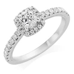 Royal Asscher Natalia Platinum Diamond Royal Asscher Cushion Cut Halo Ring