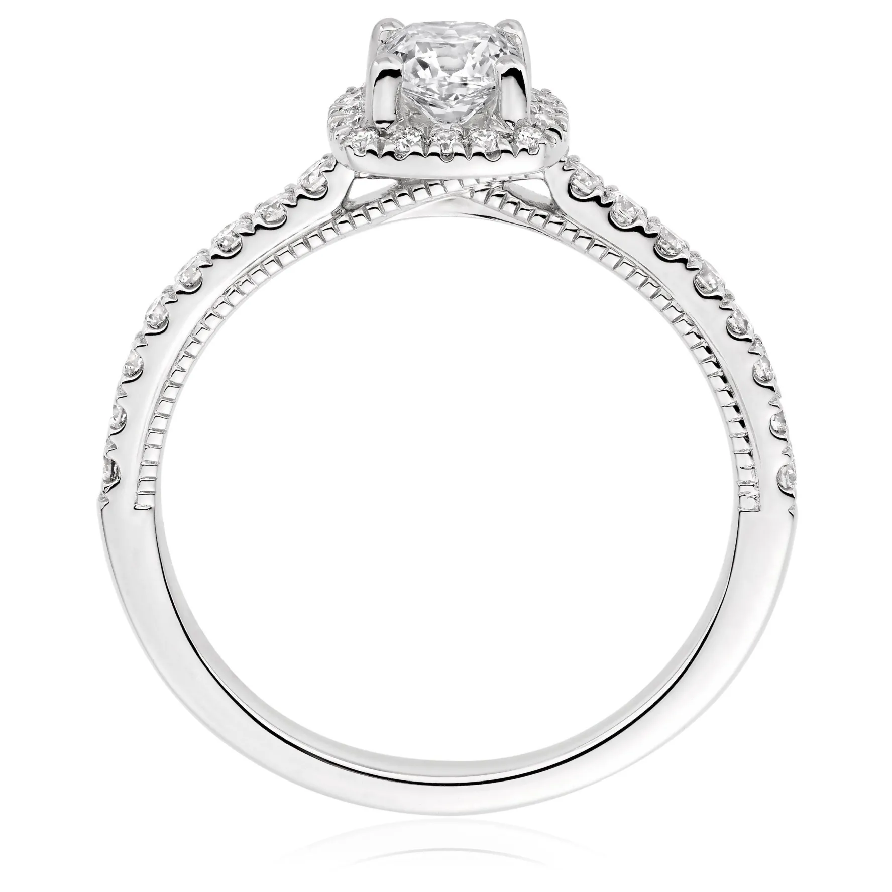 Royal Asscher Natalia Platinum Diamond Royal Asscher Cushion Cut Halo Ring