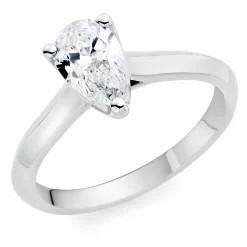 Royal Asscher Platinum Diamond Pear Cut Solitaire Ring