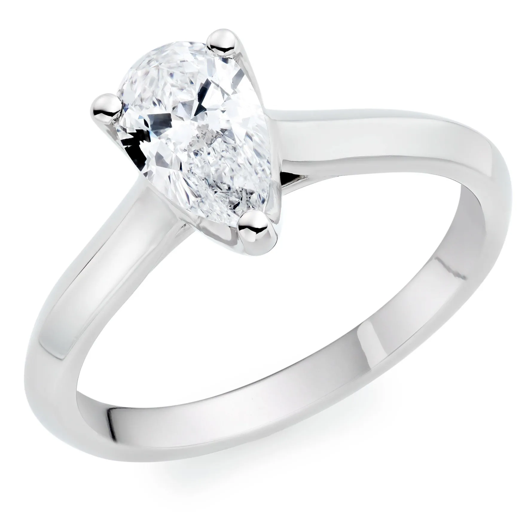 Royal Asscher Platinum Diamond Pear Cut Solitaire Ring