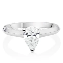 Royal Asscher Platinum Diamond Pear Cut Solitaire Ring