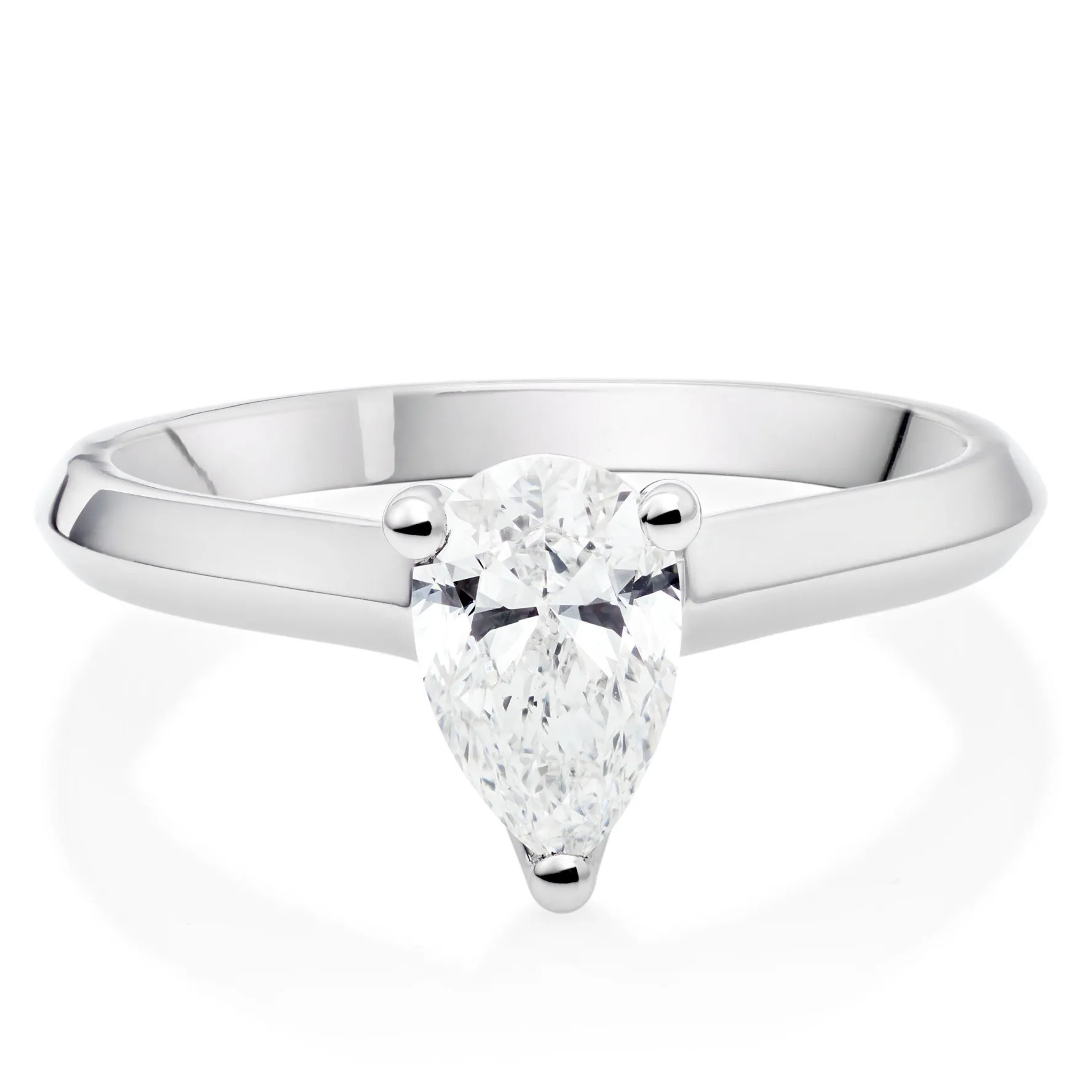 Royal Asscher Platinum Diamond Pear Cut Solitaire Ring