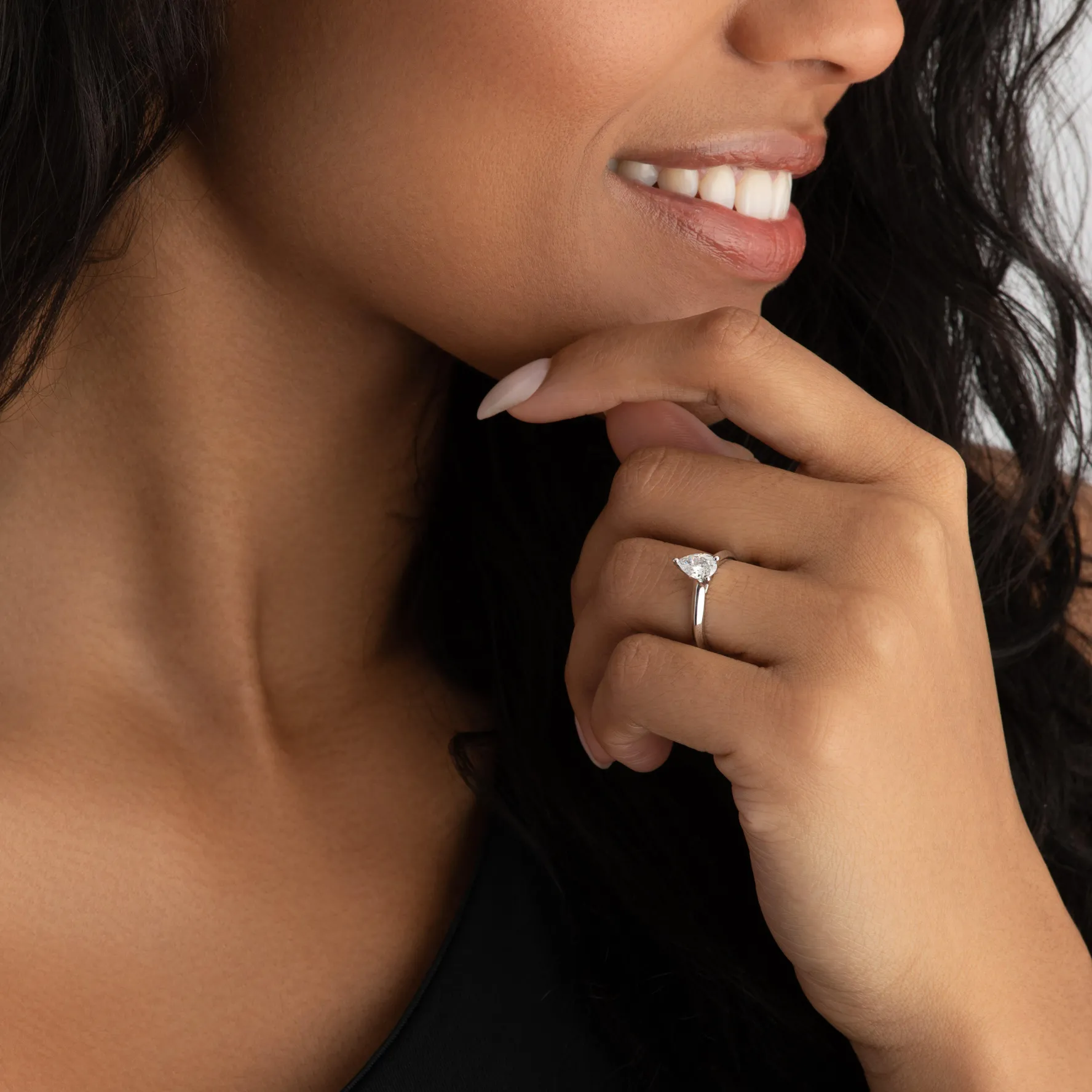 Royal Asscher Platinum Diamond Pear Cut Solitaire Ring