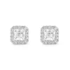 Royal Asscher Platinum Halo Royal Asscher Cut Diamond Stud Earrings