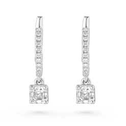 Royal Asscher Platinum Rose Royal Asscher Cut Diamond Drop Earrings