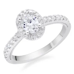 Royal Asscher Yasmin Platinum Diamond Royal Asscher Oval Cut Halo Ring