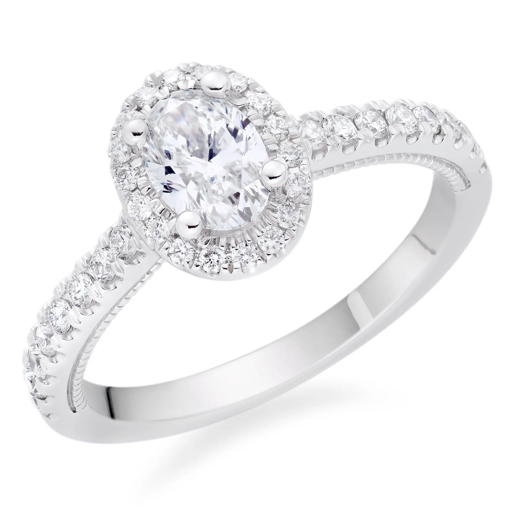 Royal Asscher Yasmin Platinum Diamond Royal Asscher Oval Cut Halo Ring