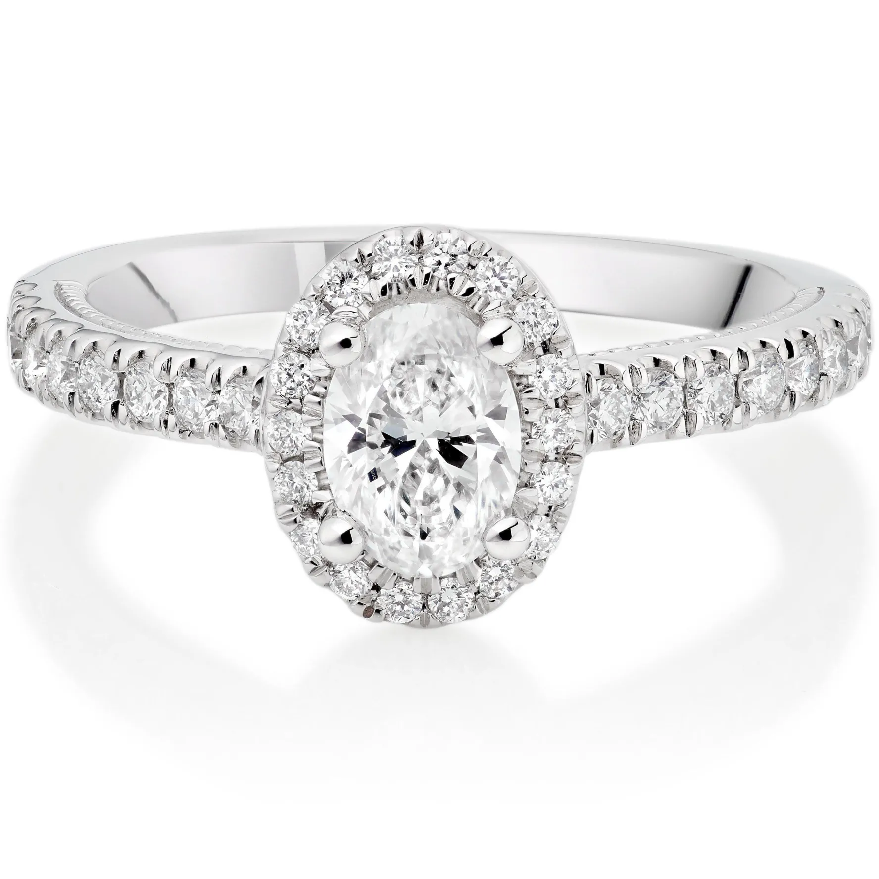 Royal Asscher Yasmin Platinum Diamond Royal Asscher Oval Cut Halo Ring