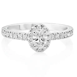 Royal Asscher Yasmin Platinum Diamond Royal Asscher Oval Cut Halo Ring