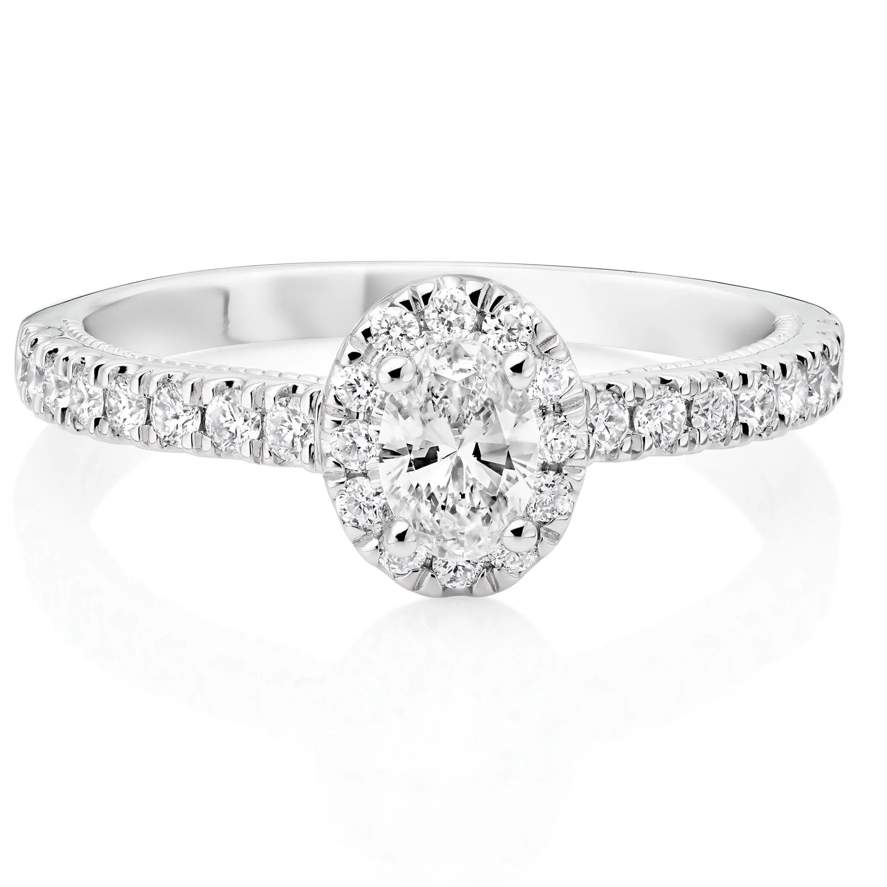 Royal Asscher Yasmin Platinum Diamond Royal Asscher Oval Cut Halo Ring