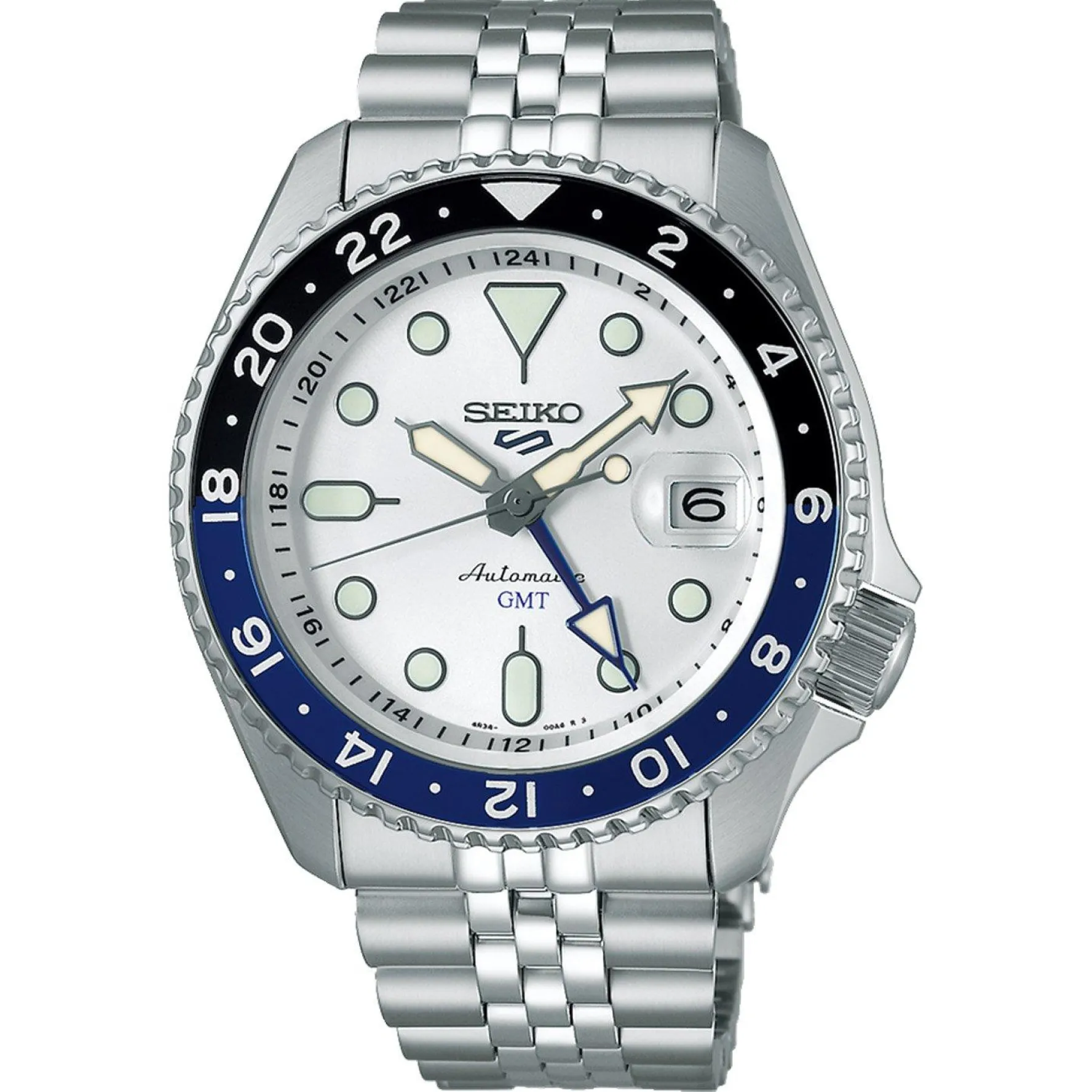 Seiko 5 Sports SKX GMT Sky Blue Silver Cloud 42.5mm Automatic Watch