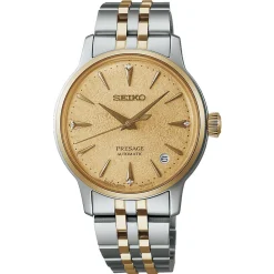 Seiko Presage Cocktail Time 34mm Stainless Steel and Yellow Gold Tone Diamond Ladies Watch