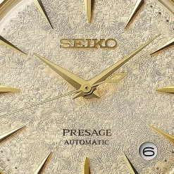 Seiko Presage Cocktail Time 34mm Stainless Steel and Yellow Gold Tone Diamond Ladies Watch