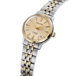 Seiko Presage Cocktail Time 34mm Stainless Steel and Yellow Gold Tone Diamond Ladies Watch