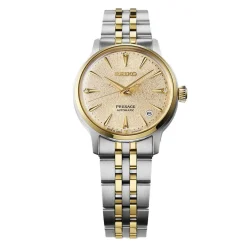 Seiko Presage Cocktail Time 34mm Stainless Steel and Yellow Gold Tone Diamond Ladies Watch