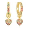 Sif Jakobs Caro Creolo Yellow Gold Plated Multi Coloured Cubic Zirconia Heart Hoop Earrings