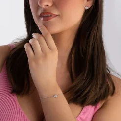 Sif Jakobs Caro Silver Cubic Zirconia Heart Bracelet