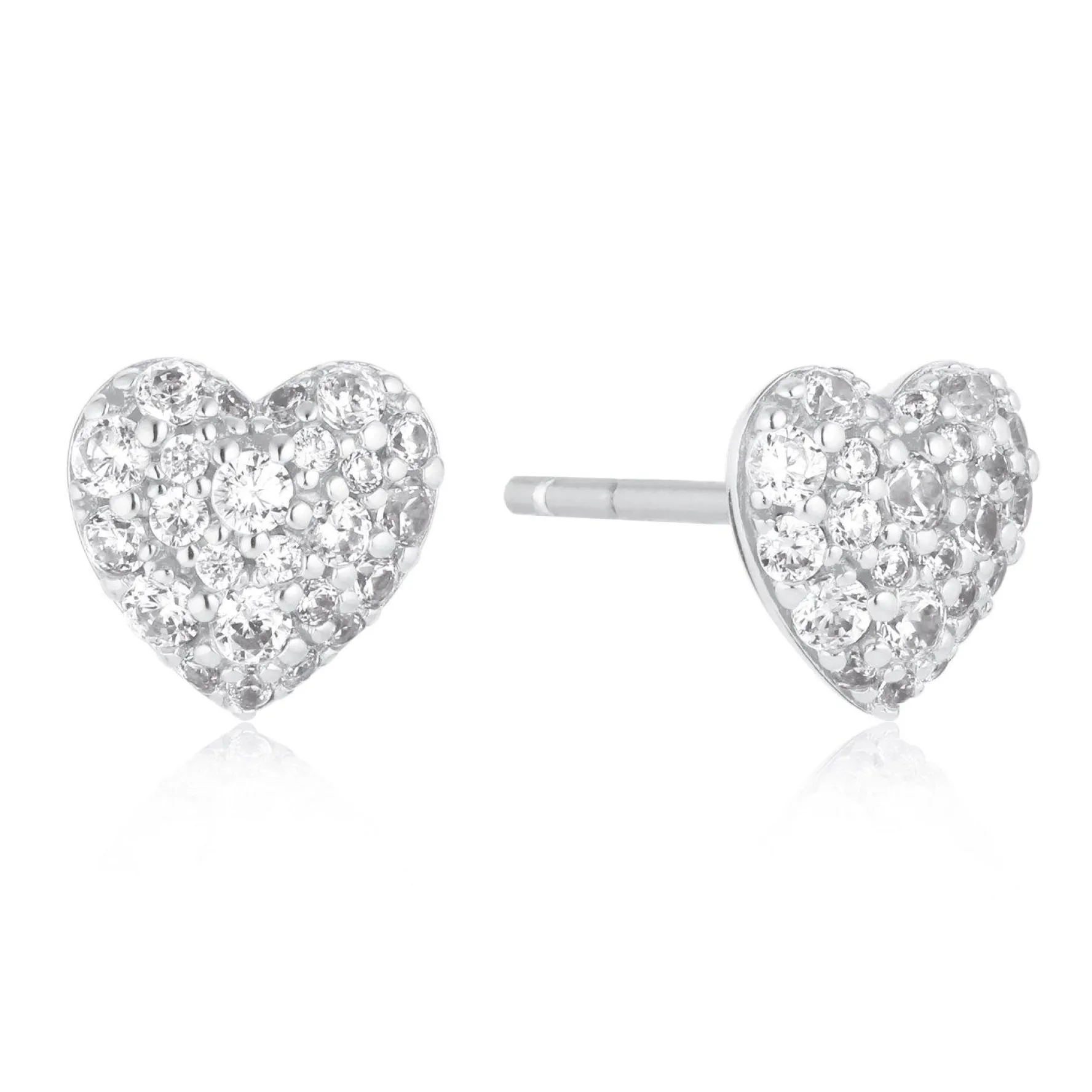 Sif Jakobs Caro Silver Cubic Zirconia Heart Stud Earrings