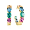 Sif Jakobs Creolo Grand Yellow Gold Plated Multi Coloured Cubic Zirconia Hoop Earrings