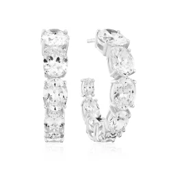 Sif Jakobs Creolo Grande Silver Cubic Zirconia Hoop Earrings