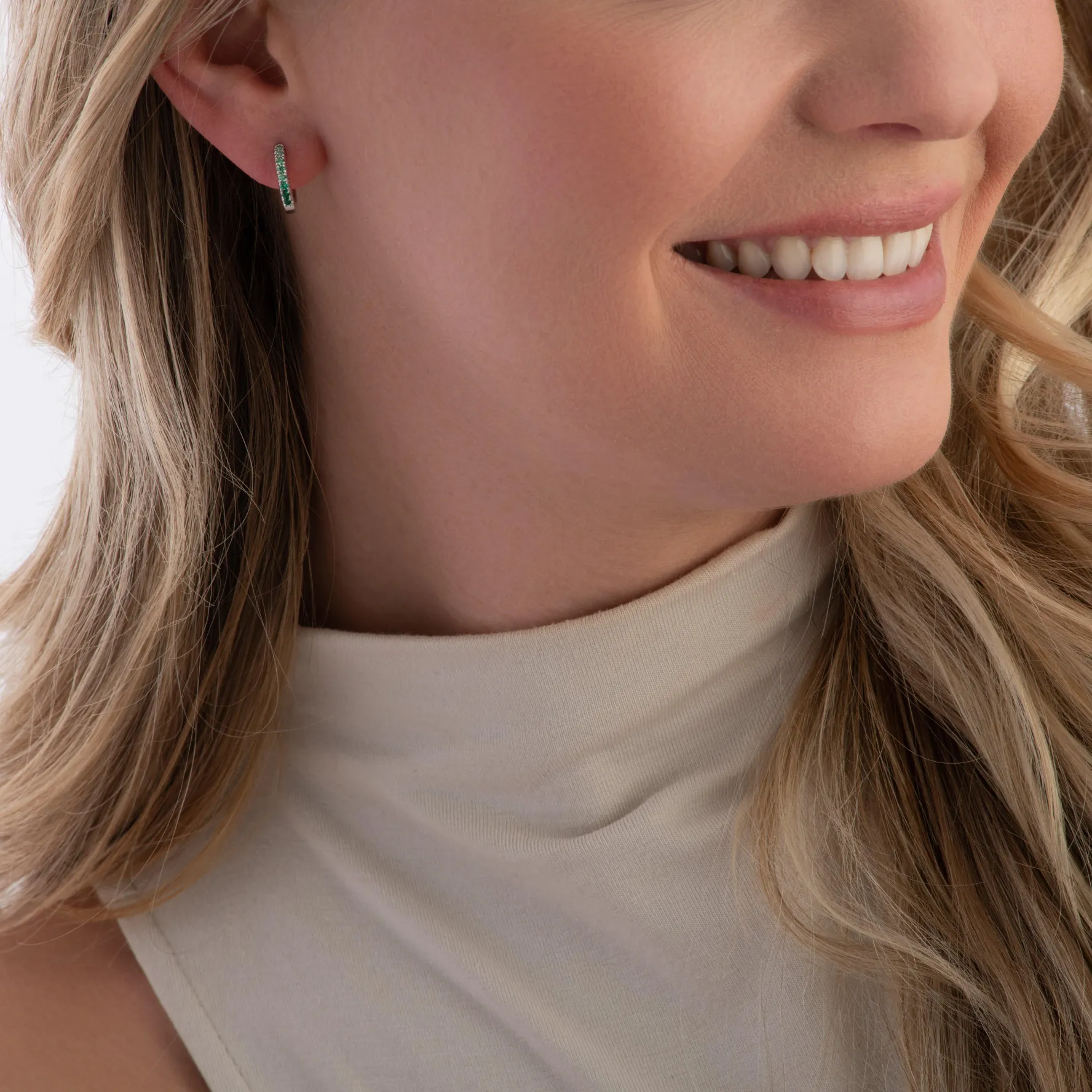 Sif Jakobs Ellera Silver Green Cubic Zirconia Hoop Earrings