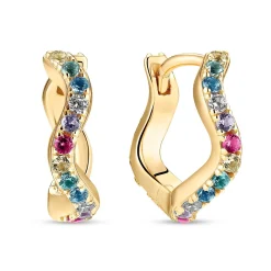 Sif Jakobs Ellera Waves 18ct Yellow Gold Plated Cubic Zirconia Hoop Earrings