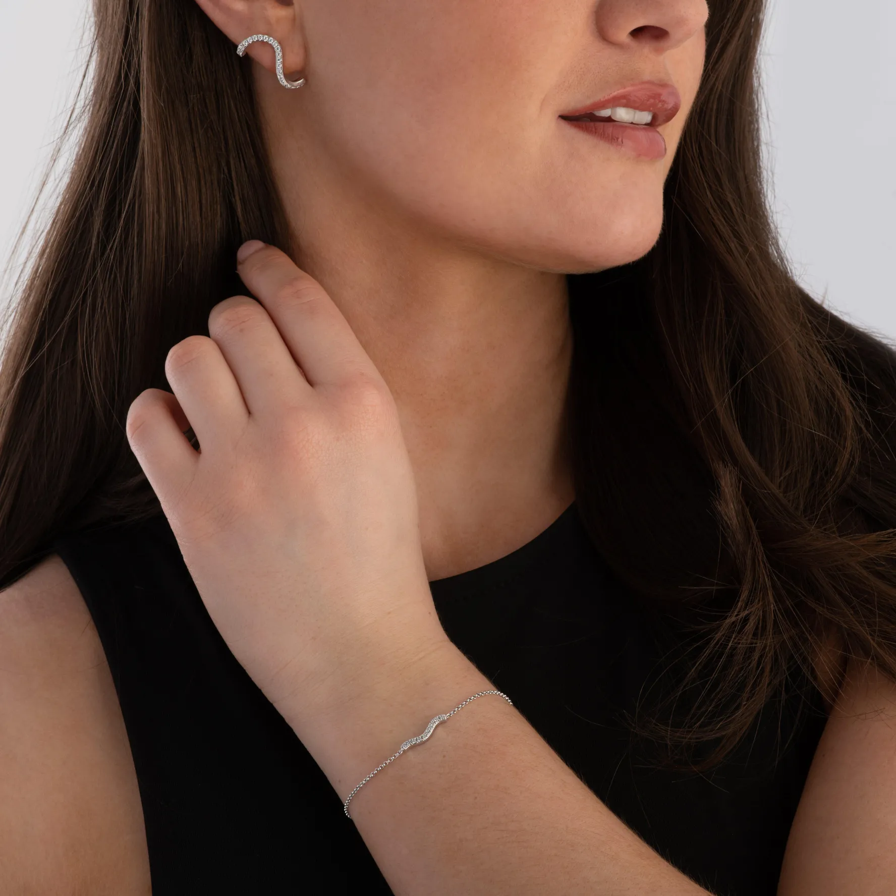 Sif Jakobs Ellera Waves Silver Cubic Zirconia Bracelet
