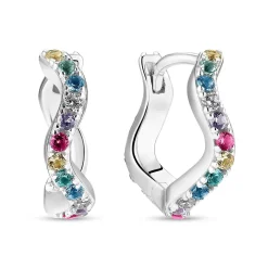 Sif Jakobs Ellera Waves Silver Cubic Zirconia Hoop Earrings