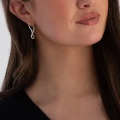 Sif Jakobs Ellera Waves Silver Cubic Zirconia Hoop Earrings