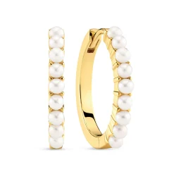 Sif Jakobs Ellerra Perla Yellow Gold Plated Freshwater Pearl Hoop Earrings
