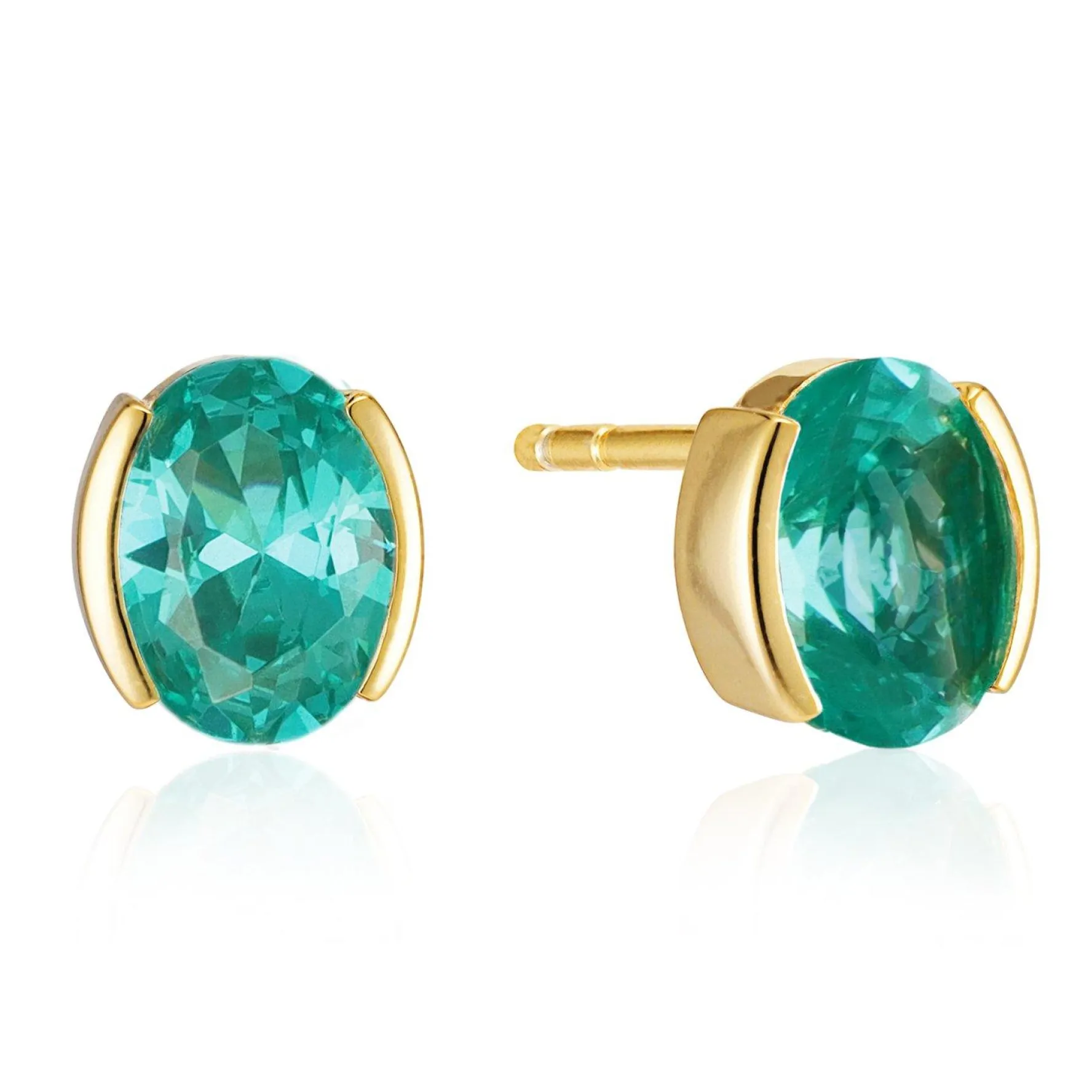Sif Jakobs Ellisse Carezza 18ct Yellow Gold Plated Turquoise Cubic Zirconia Stud Earrings
