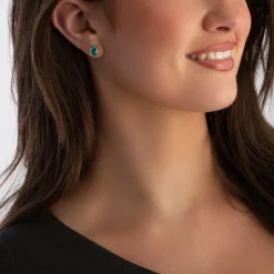 Sif Jakobs Ellisse Carezza 18ct Yellow Gold Plated Turquoise Cubic Zirconia Stud Earrings