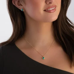 Sif Jakobs Ellisse Carezza 18ct Yellow Gold Plated Turquoise Cubic Zirconia Stud Earrings
