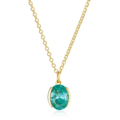Sif Jakobs Ellisse Carezza Yellow Gold Plated Turquoise Cubic Zirconia Pendant