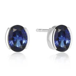 Sif Jakobs Ellisse Carezza Silver Blue Cubic Zirconia Stud Earrings