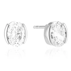 Sif Jakobs Ellisse Carezza Silver Cubic Zirconia Stud Earrings