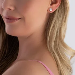 Sif Jakobs Ellisse Carezza Silver Cubic Zirconia Stud Earrings