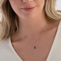 Sif Jakobs Ellisse Carezza Silver Blue Cubic Zirconia Pendant