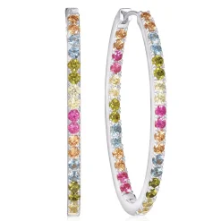 Sif Jakobs Ellisse Silver Multi Coloured Cubic Zirconia Hoop Earrings